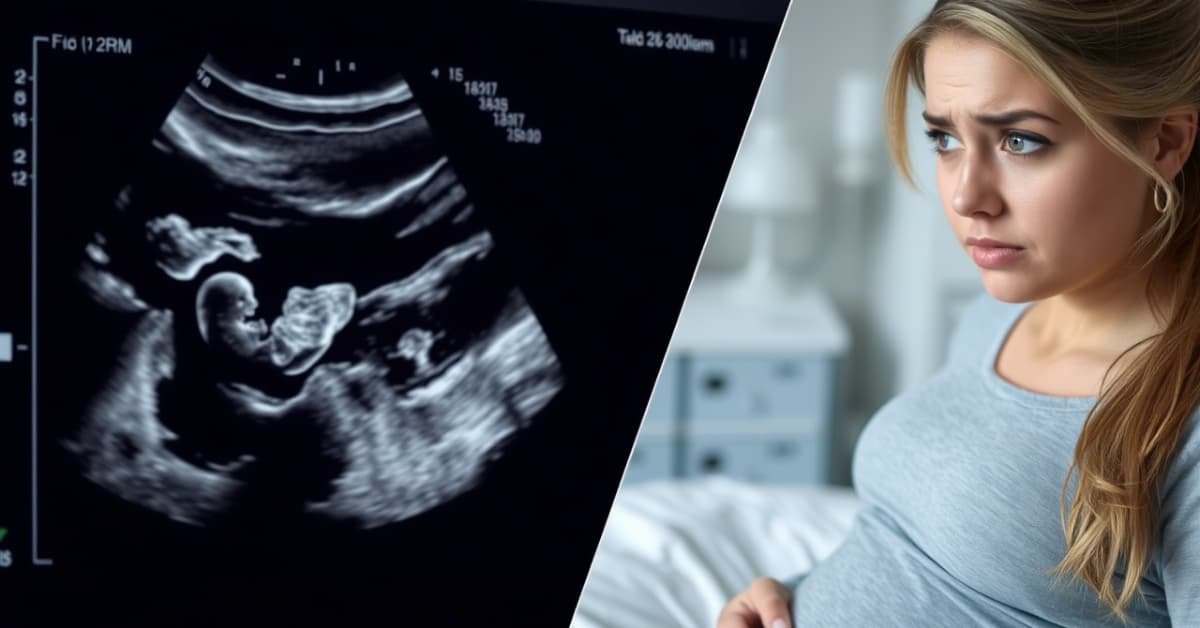 Alt="iFoto dividida en dos, de un lado se ve el ultrasonido de un bebe, del otro el rstro de una madre preocupada"