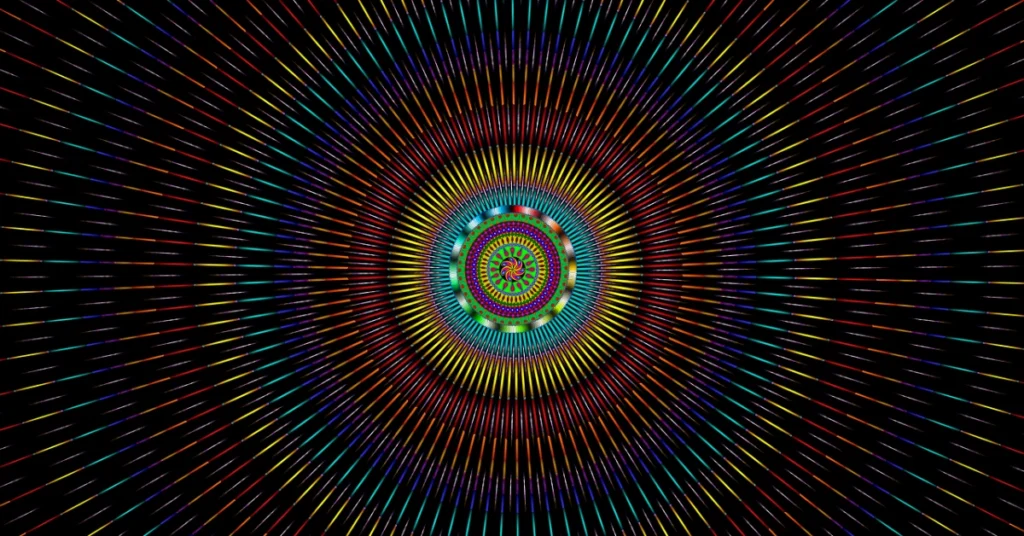 alt="Una superposición de un símbolo espiritual complejo (como un mandala o geometría sagrada) dibujado con luz blanca sobre el plano técnico de una casa o un gráfico de finanzas"