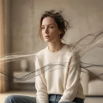 alt="Imagen conceptual de una persona liberándose de etiquetas invisibles de roles sociales, ilustración sobre la soberanía personal y el desgaste invisible para XamBienestar"